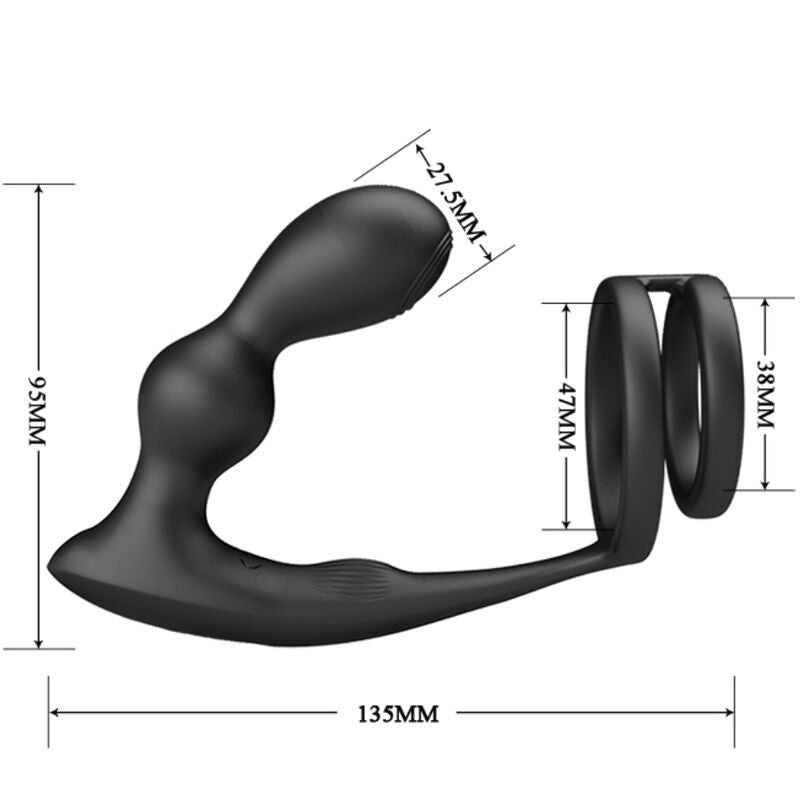 PRETTY LOVE - ANILLO MARSHALL PARA EL PENE CON PLUG ANAL VIBRATORIO Y CONTROL REMOTO