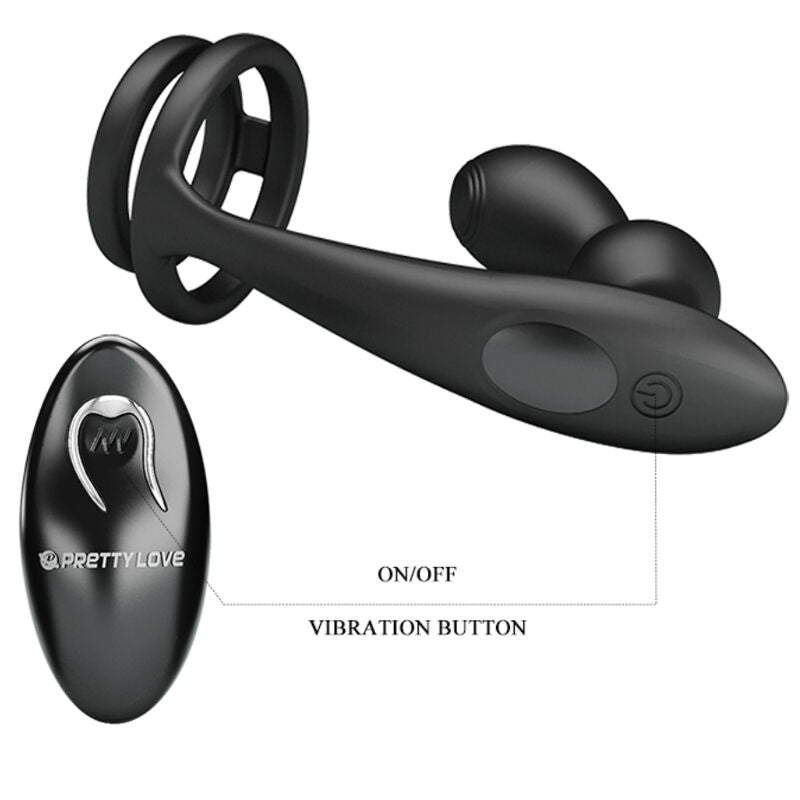 PRETTY LOVE - ANILLO MARSHALL PARA EL PENE CON PLUG ANAL VIBRATORIO Y CONTROL REMOTO