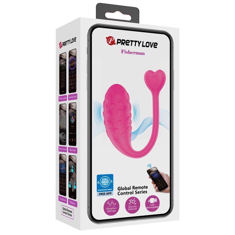 PRETTY LOVE - HUEVO VIBRADOR ROSA FISHER CONTROLADO POR APLICACIÓN