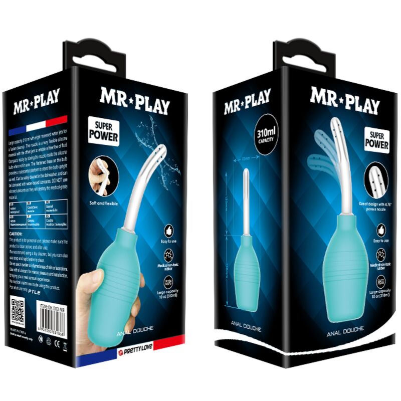 MR PLAY - DUCHA ANAL DE GOMA AZUL CON PERA