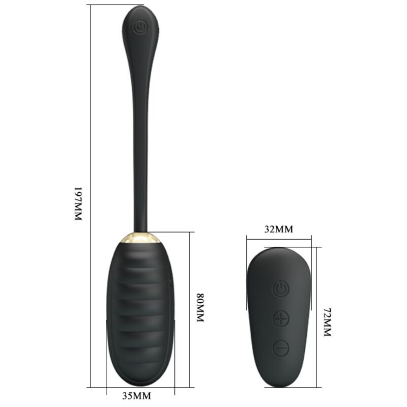 PRETTY LOVE - ŒUF VIBRANT RECHARGEABLE DE LUXE DOREEN NOIR TÉLÉCOMMANDE