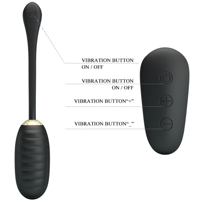 PRETTY LOVE - ŒUF VIBRANT RECHARGEABLE DE LUXE DOREEN NOIR TÉLÉCOMMANDE