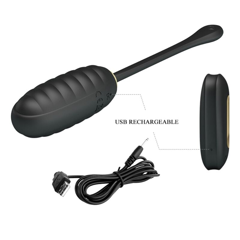PRETTY LOVE - ŒUF VIBRANT RECHARGEABLE DE LUXE DOREEN NOIR TÉLÉCOMMANDE