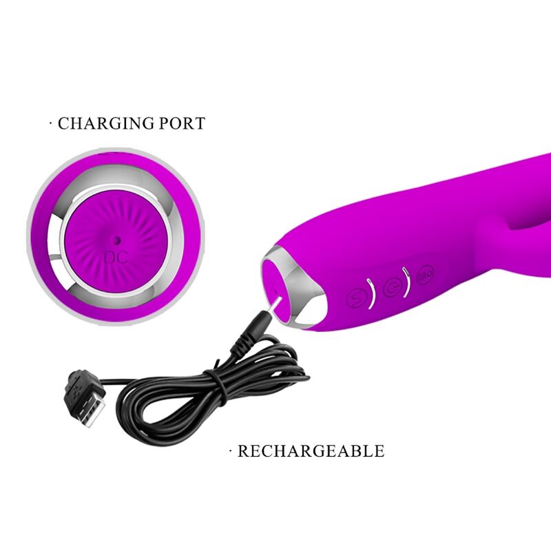PRETTY LOVE - GLORIA VIBRADOR CONEJO RECARGABLE - IMPERMEABLE MORADO