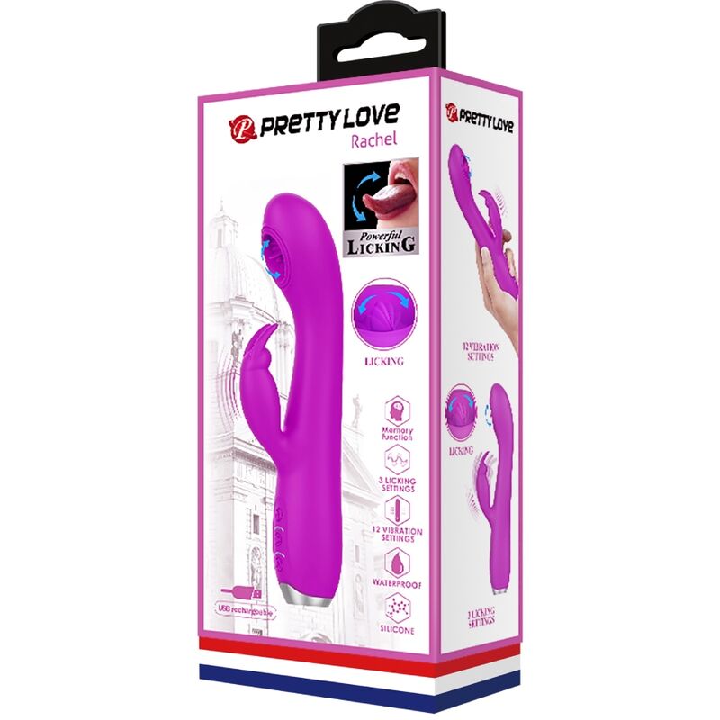 PRETTY LOVE - VIBRADOR RECARGABLE RACHEL CON SUCTOR MORADO