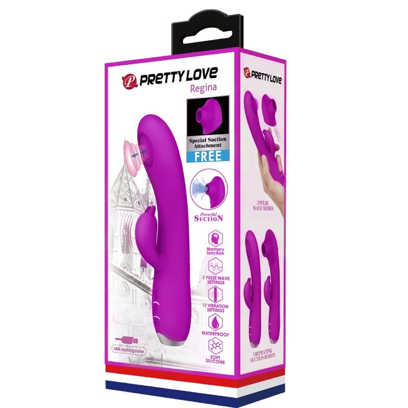 PRETTY LOVE - VIBRADOR-SUCCIONADOR RECARGABLE REGINA MORADO
