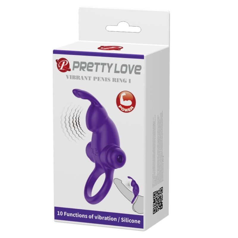 PRETTY LOVE - ANILLO VIBRADOR CONEJO PARA PENE MORADO