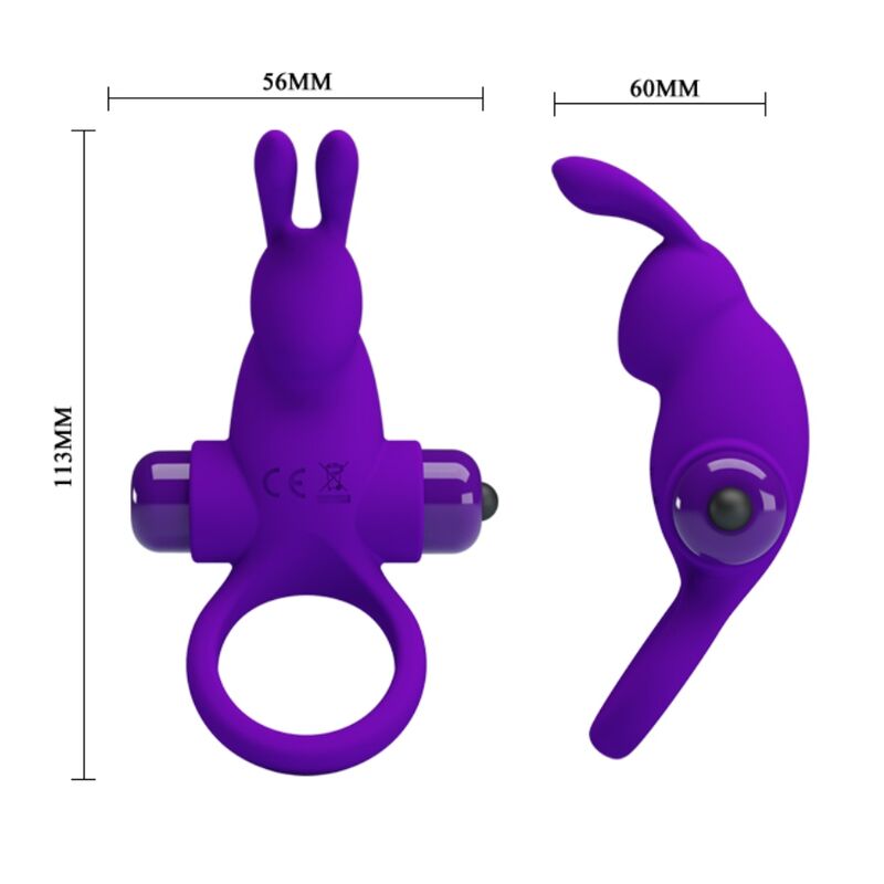 PRETTY LOVE - ANILLO VIBRADOR CONEJO PARA PENE MORADO
