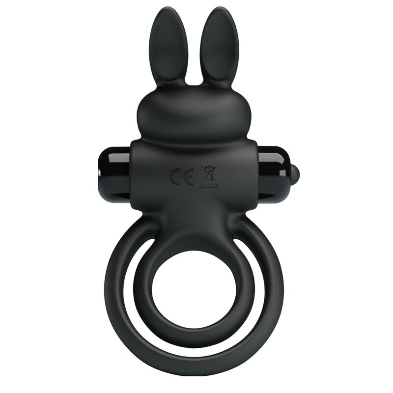 PRETTY LOVE - VIBRADOR III ANILLO CONEJO PARA PENE NEGRO