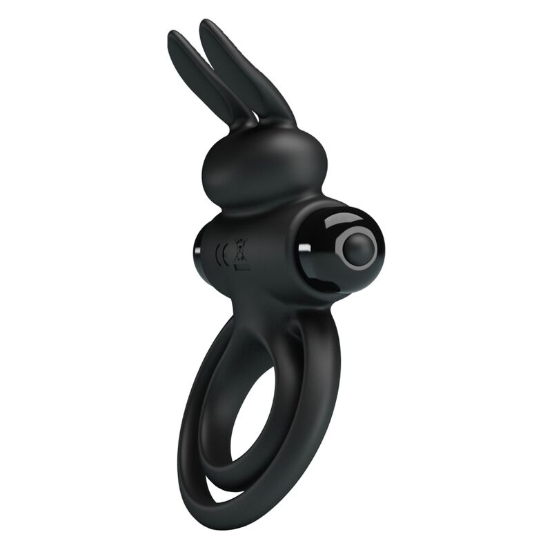 PRETTY LOVE - VIBRADOR III ANILLO CONEJO PARA PENE NEGRO