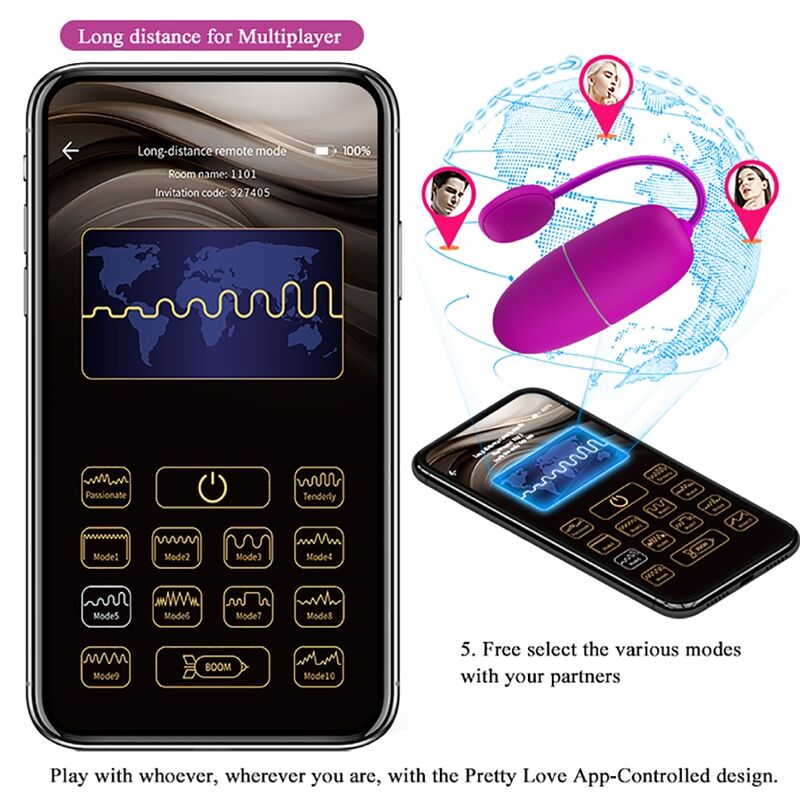 PRETTY LOVE - HUEVO VIBRADOR NYMPH CONTROLADO POR APLICACIÓN MORADO