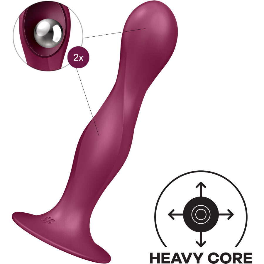 SATISFYER - DILDO DE SILICONA DOBLE BALL-R GRANATE