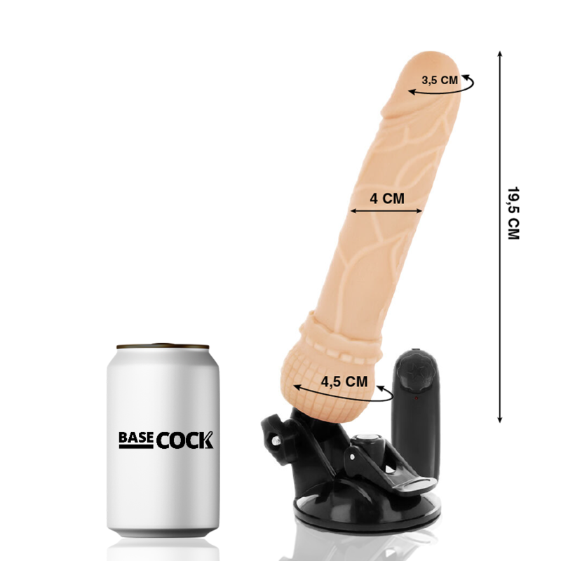 BASECOCK - VIBRADOR REALISTA CONTROL REMOTO CARNE 19.5 CM -O- 4 CM