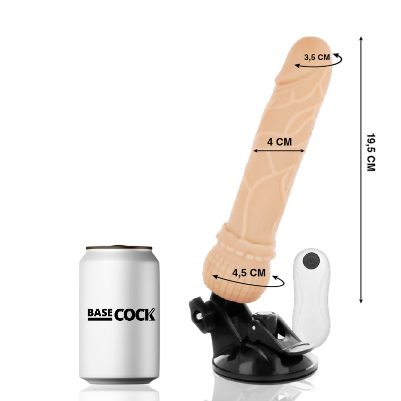 BASECOCK - VIBRADOR REALISTA CONTROL REMOTO CARNE 19.5 CM -O- 4 CM