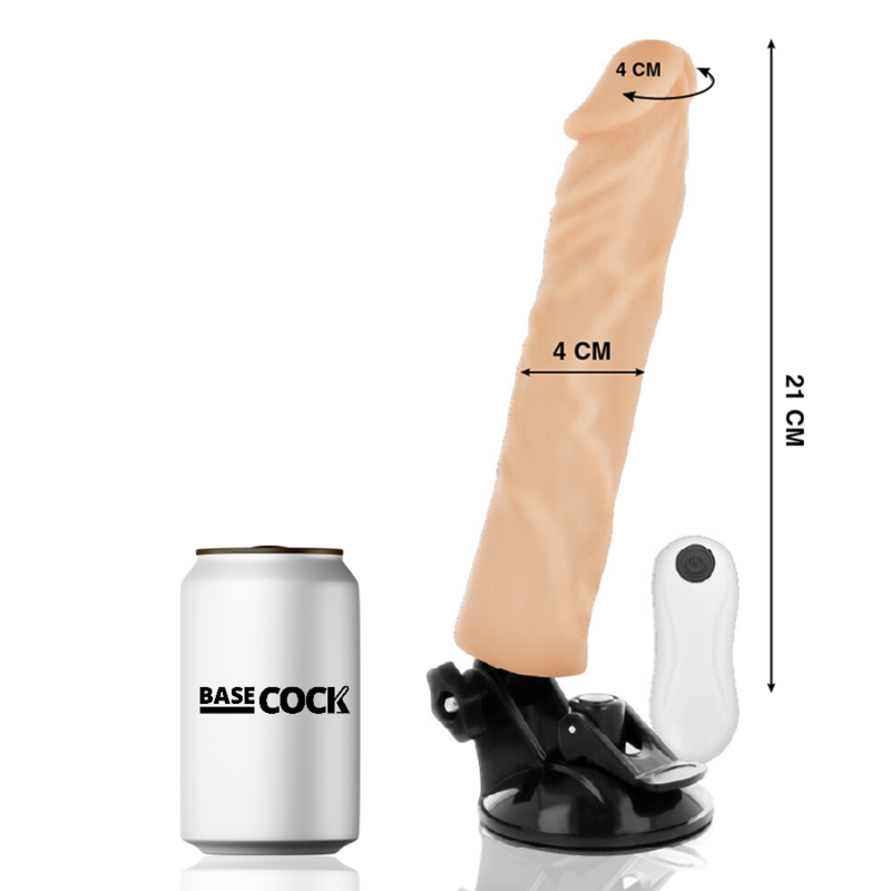 BASECOCK - VIBRADOR REALISTA CONTROL REMOTO CARNE 21 CM -O- 4 CM