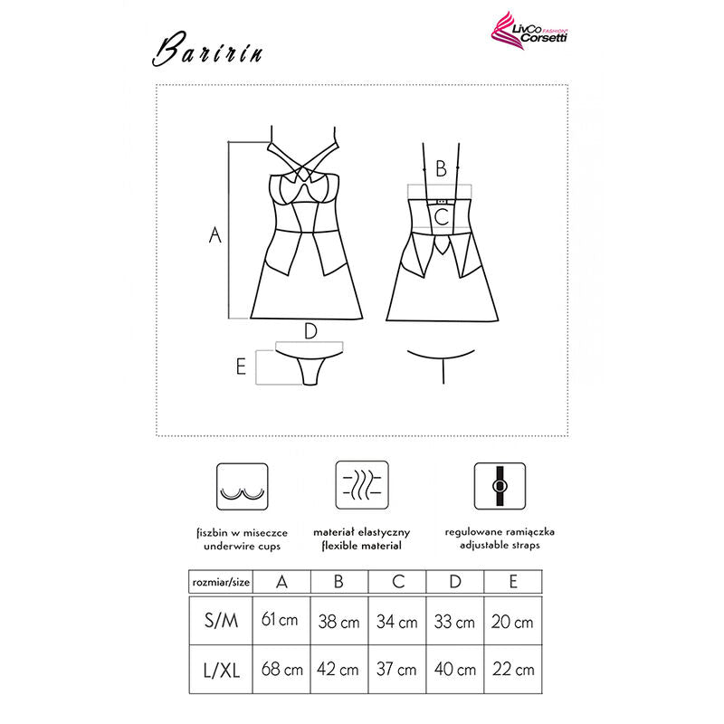 LIVCO CORSETTI FASHION - BARIRIN LC 90633 CAMISA + BRAGUITA NEGRA