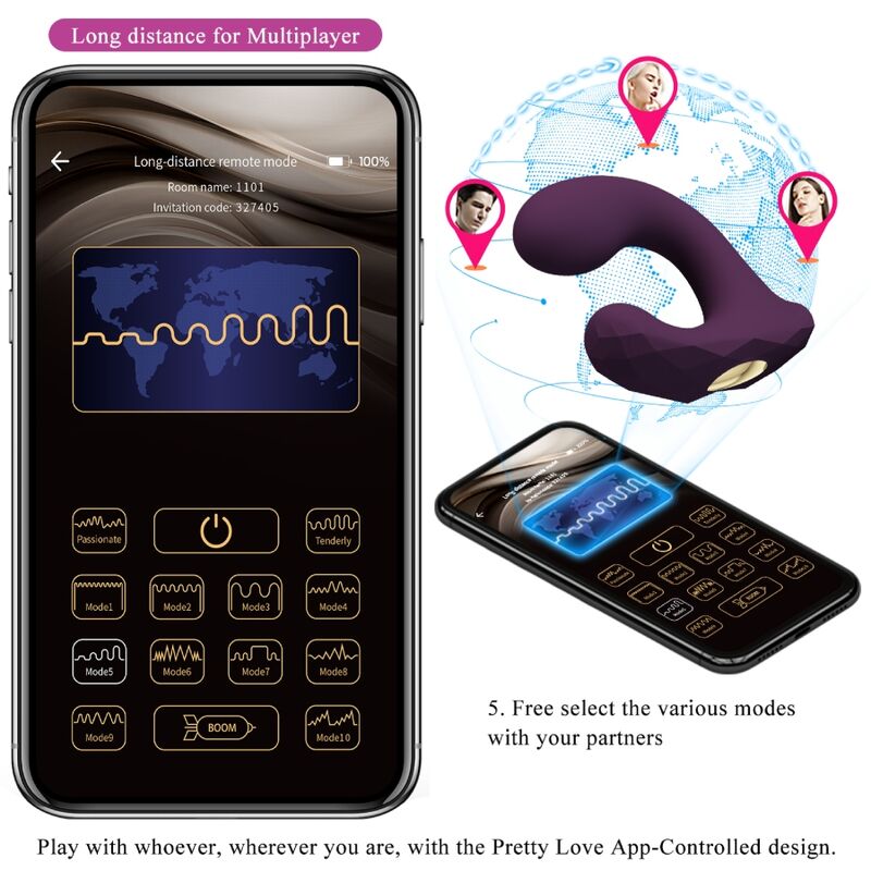 PRETTY LOVE - BILLY CONTROL REMOTO VIBRACIÓN PÚRPURA APLICACIÓN GRATUITA