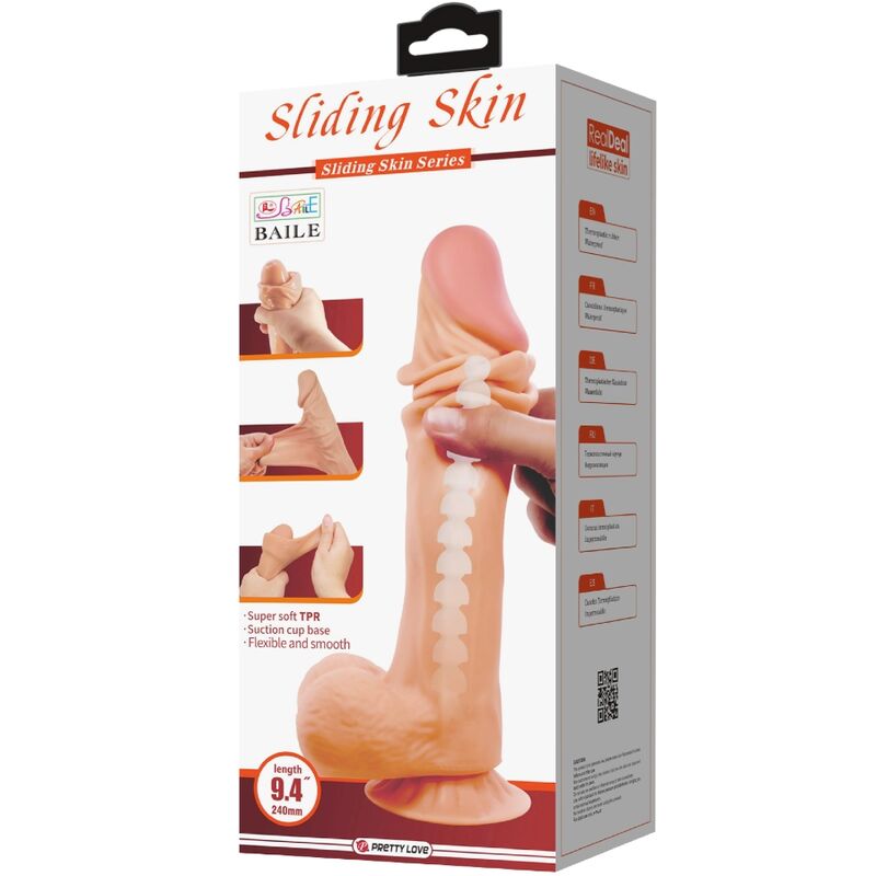 PRETTY LOVE - DILDO REALISTA SERIE PIEL DESLIZANTE CON VENTOSA PIEL DESLIZANTE 24 CM