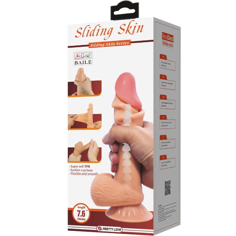 PRETTY LOVE - DILDO REALISTA SERIE PIEL DESLIZANTE CON VENTOSA DESLIZANTE 19,4 CM