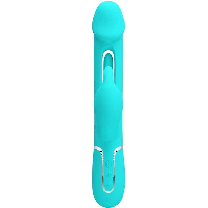 PRETTY LOVE - KAMPAS RABBIT VIBRATEUR MULTIFONCTION 3 EN 1 AVEC LANGUE VERT AQUA