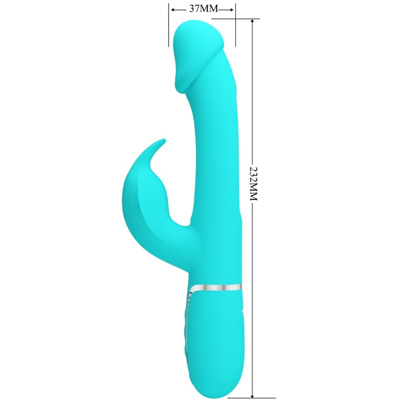 PRETTY LOVE - KAMPAS RABBIT VIBRATEUR MULTIFONCTION 3 EN 1 AVEC LANGUE VERT AQUA