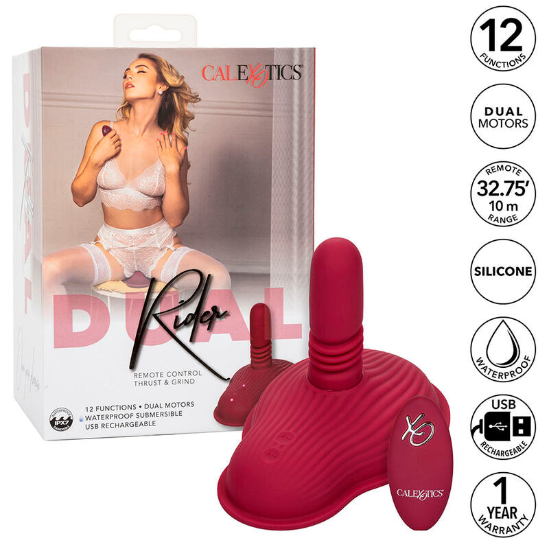 CALEXOTICS - MASAJEADOR DE JINETE DOBLE MOTOR CONTROL REMOTO ROJO