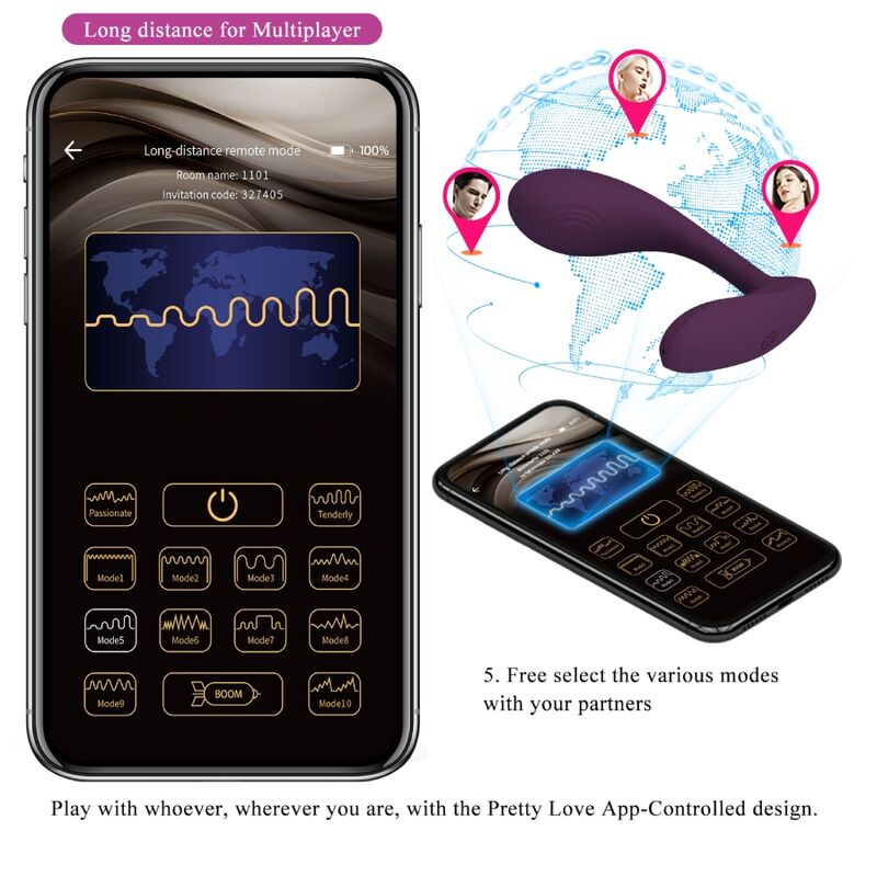 PRETTY LOVE - BAIRD PUNTO G 12 VIBRACIONES RECARGABLE LILA APP