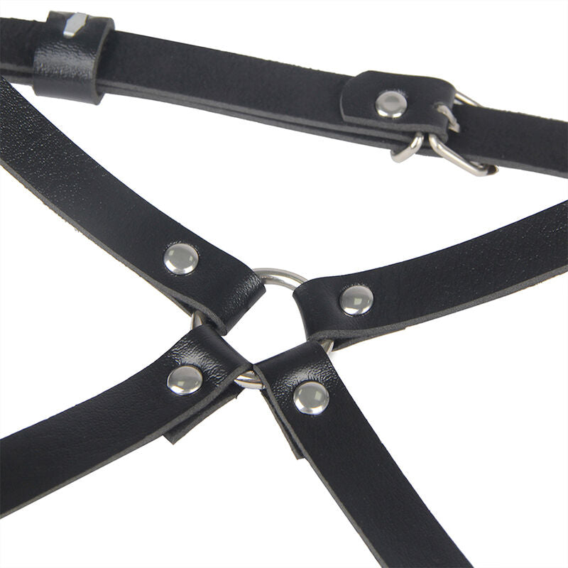 SUBBLIME - ARNÉS DE CUERO PARA CINTURA Y PIERNAS NEGRO TALLA ÚNICA
