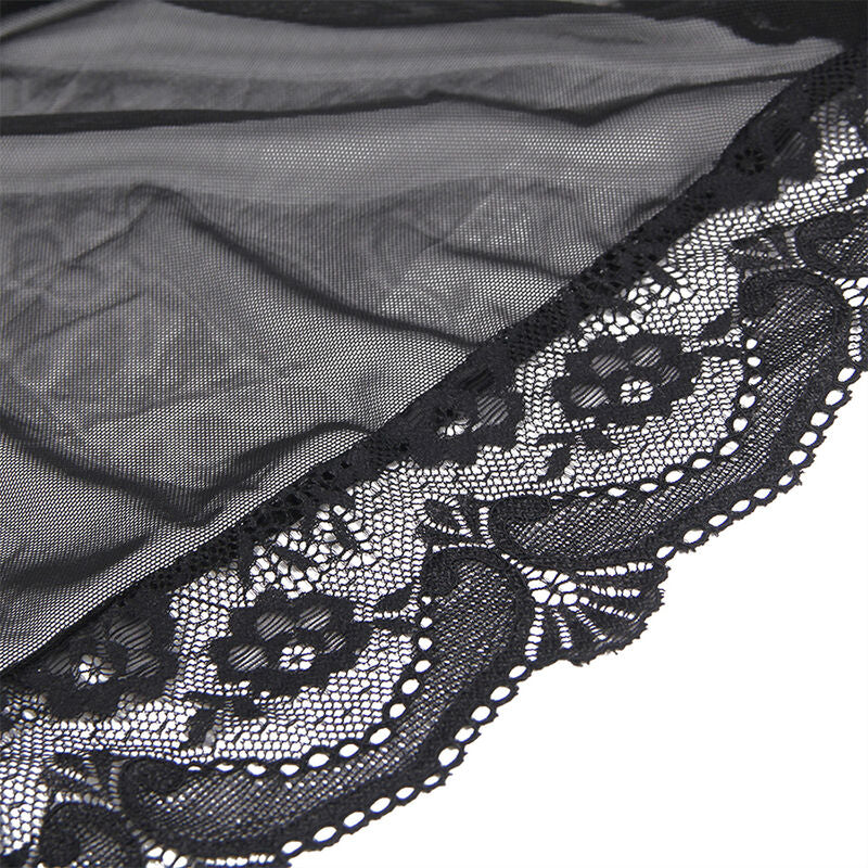 SUBBLIME - BATA DE TELA TRANSPARENTE CON DETALLE DE ENCAJE NEGRO L/XL