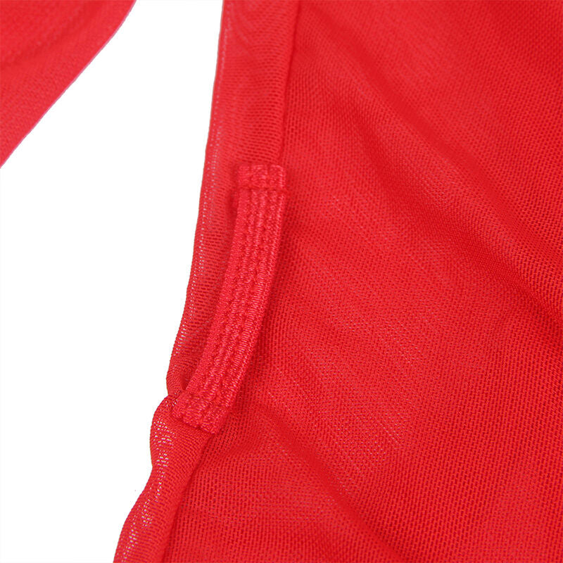 SUBBLIME - BATA DE TELA TRANSPARENTE CON DETALLE DE ENCAJE ROJO L/XL