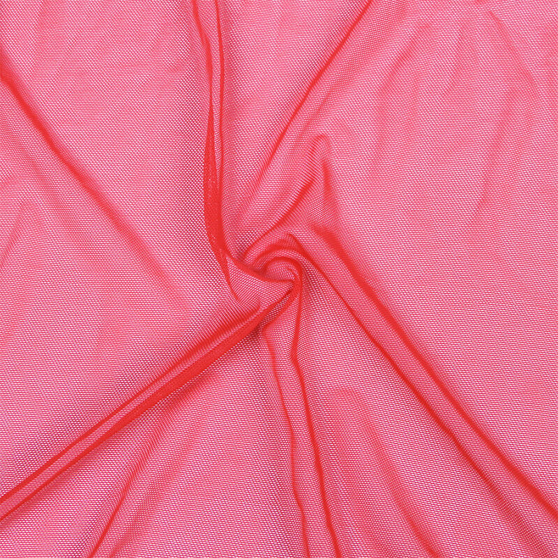 SUBBLIME - BATA DE TELA TRANSPARENTE CON DETALLE DE ENCAJE ROJO L/XL
