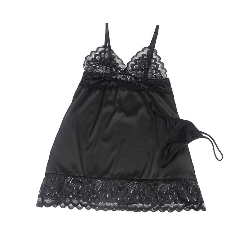 SUBBLIME - BABYDOLL CON ESTAMPADO FLORAL EN EL PECHO NEGRO L/XL