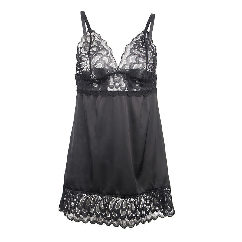 SUBBLIME - BABYDOLL CON ESTAMPADO FLORAL EN EL PECHO NEGRO L/XL