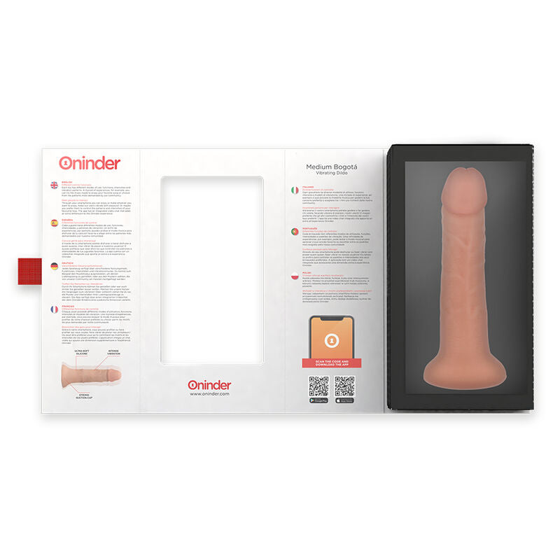 ONINDER - DILDO VIBRADOR MEDIANO BOGOTÁ 9 VELOCIDADES NATURAL 20 CM -O- 4.2 CM - APP GRATIS