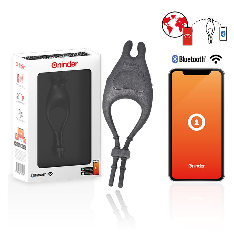ONINDER - PAMPA ANILLO VIBRADOR RECARGABLE AJUSTABLE CON ESTIMULADOR DE CLÍTORIS 10 VELOCIDADES - APP GRATUITA