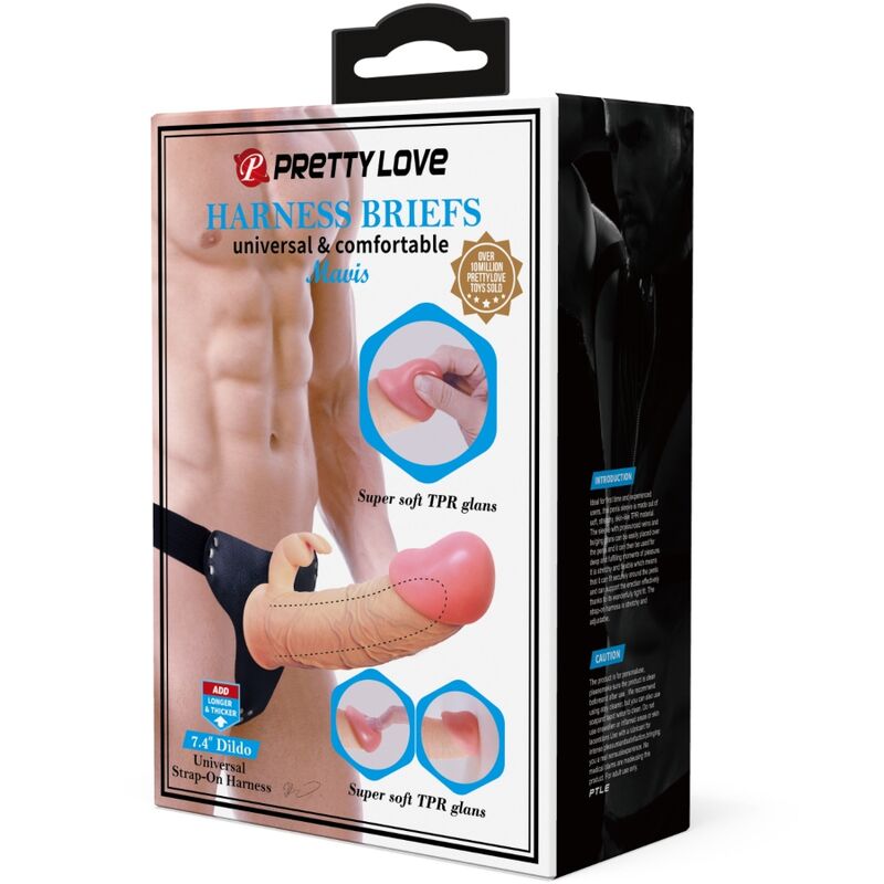 PRETTY LOVE - MAVIS ARNÉS BRAGUITAS UNIVERSALES CON DILDO 19 CM NATURAL