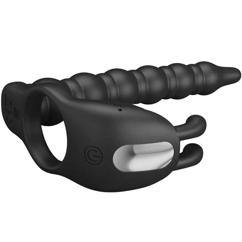PRETTY LOVE - ANILLO PARA EL PENE BLACKNEY CON TAPÓN VIBRADOR NEGRO