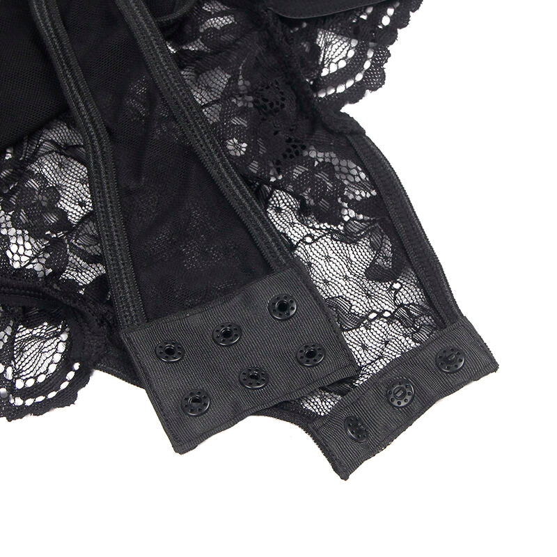 SUBBLIME - TEDDY CON LIGA CON DETALLE DE ENCAJE Y TIRAS NEGRO L/XL