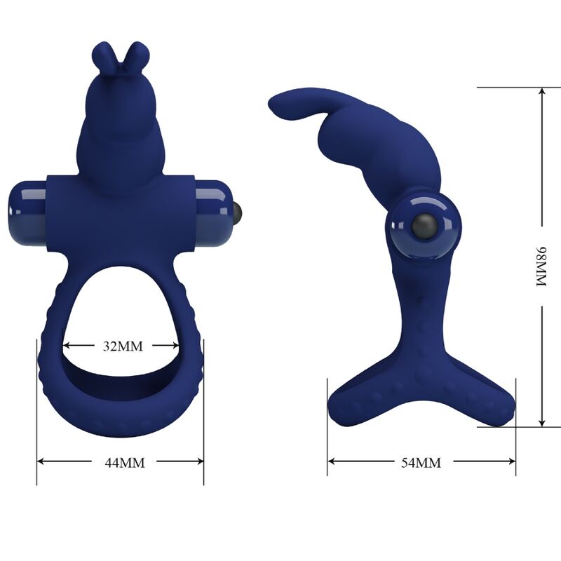 PRETTY LOVE - LUCHITO ANILLO VIBRADOR DOBLE CONEJO AZUL