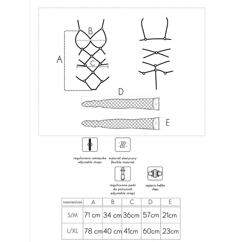 LIVCO CORSETTI FASHION - THIARA LC 20213 CONJUNTO BODY + MEDIAS NEGRO L/XL