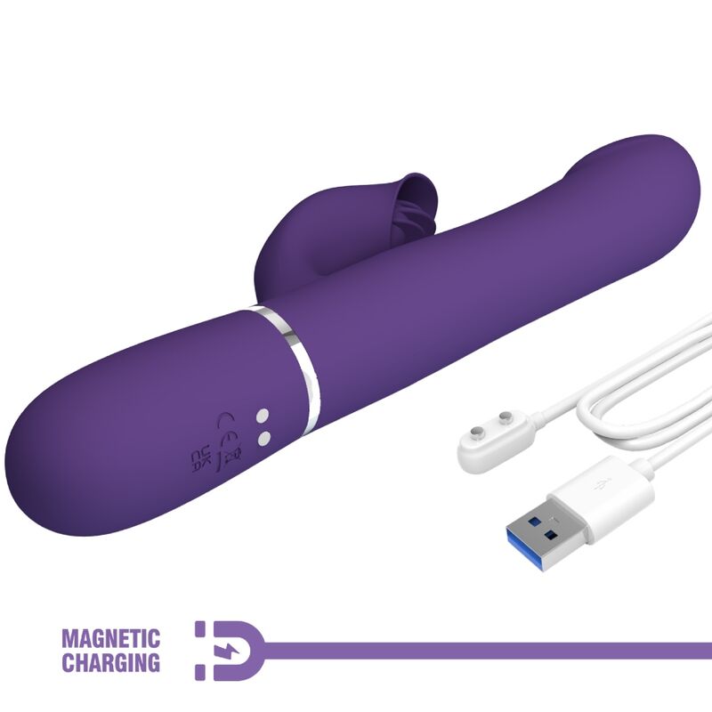 PRETTY LOVE - ZALIN CONEJO VIBRADOR PERLAS 4 EN 1 MORADO