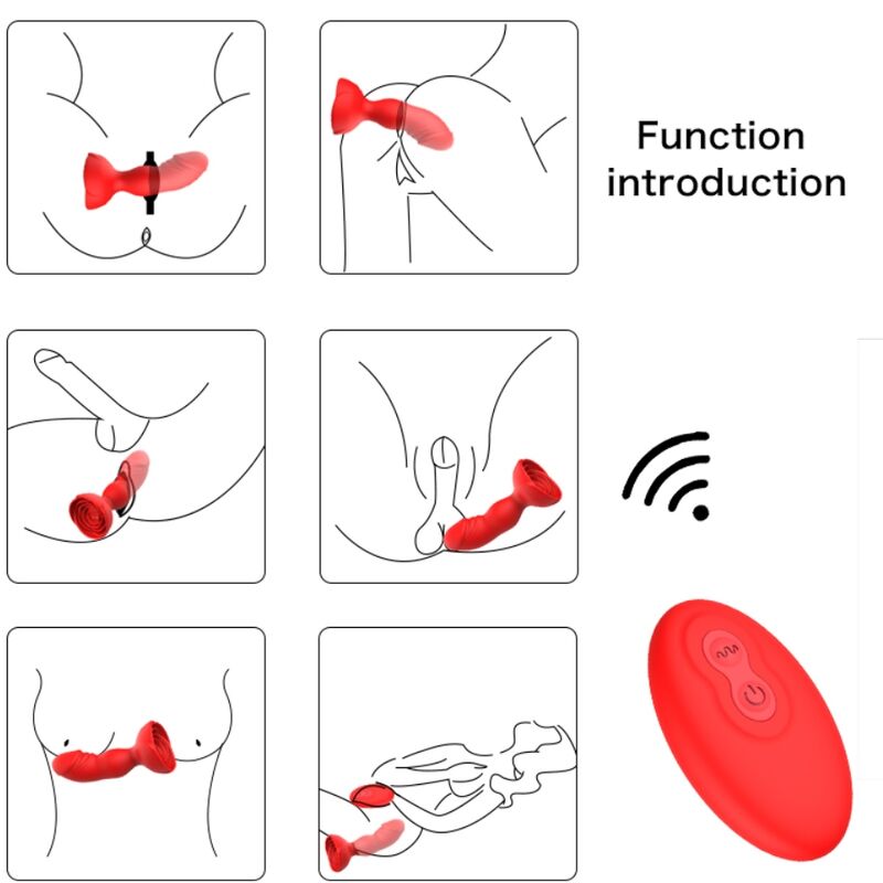 ARMONY - EXTREME A BLOOM ROSE VIBRADOR Y PLUG ANAL CONTROL REMOTO ROJO
