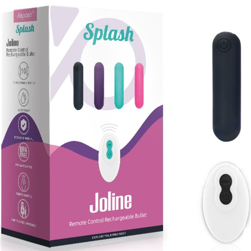 ARMONY - SPLASH JOLINE VIBRADOR BALA SILICONA CONTROL REMOTO 10 VIBRACIONES 65 X 15 CM NEGRO