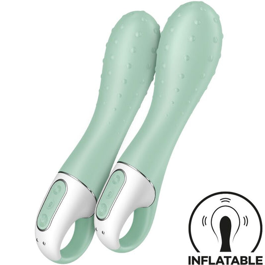 SATISFYER - VIBRATEUR À POMPE À AIR 3 POINTS GONFLABLES MENTHE