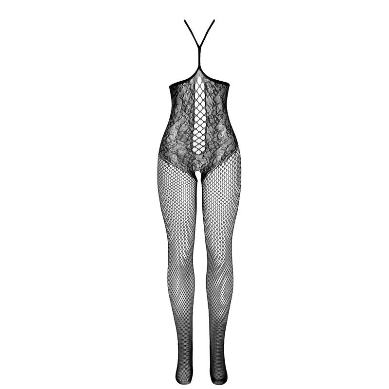 SUBBLIME - 951849 BODYSTOCKING DE RED CON COPA ABIERTA Y CUELLO HALTER NEGRO TALLA ÚNICA