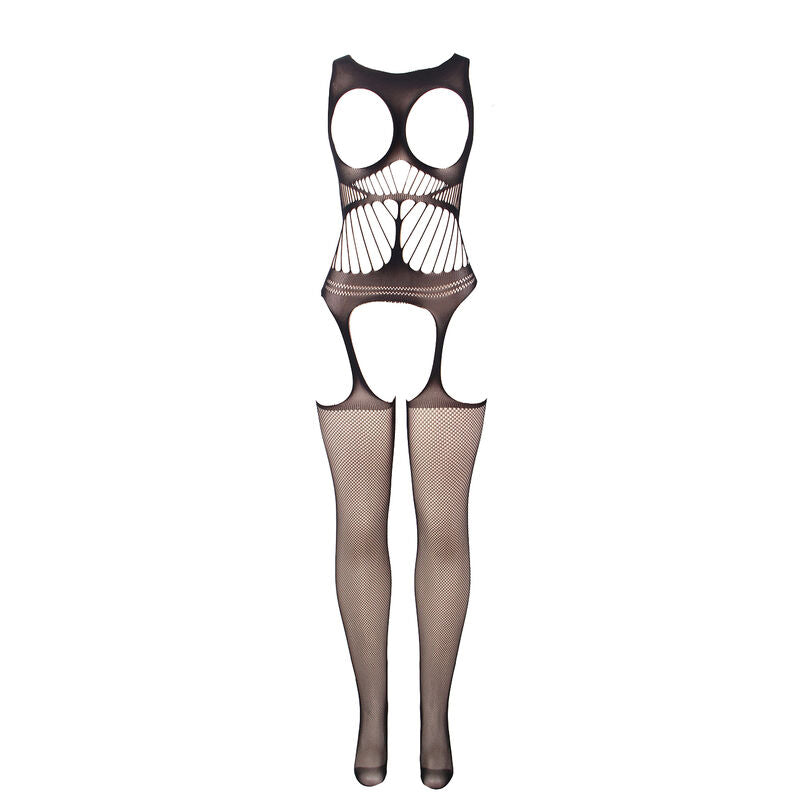 SUBBLIME - 951900 BODYSTOCKING DE RED CON COPA Y HOMBROS ABIERTOS, SIN ENTREPIERNA, NEGRO, TALLA ÚNICA