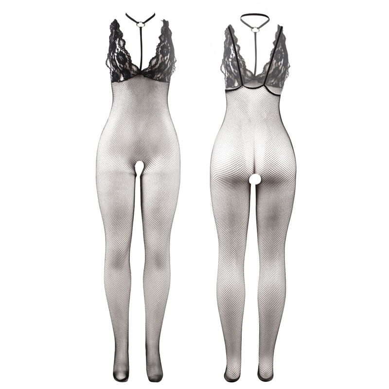 SUBBLIME - 951993 BODYSTOCKING DE RED TRANSPARENTE NEGRO SIN ENTREPIERNA TALLA ÚNICA