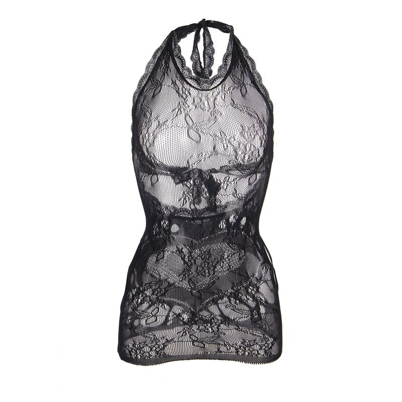 SUBBLIME - 952075 VESTIDO CORTO DE RED CON ESPALDA Y DETALLE DE CORAZÓN NEGRO TALLA ÚNICA