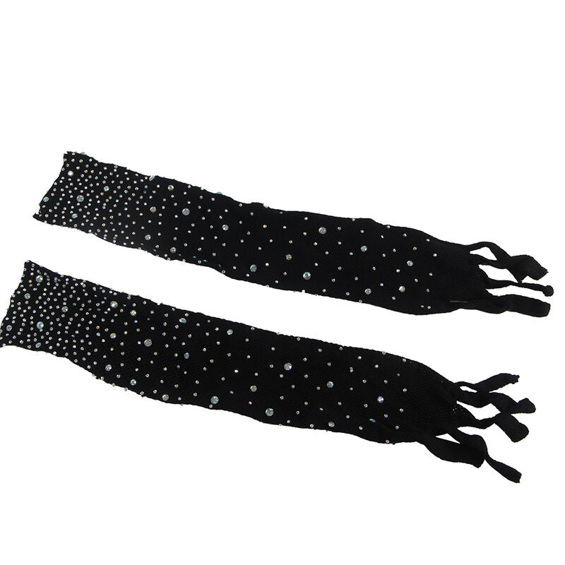 SUBBLIME - 952174 BODYSTOCKING DE RED CON GUANTES Y DIAMANTES NEGRO TALLA ÚNICA