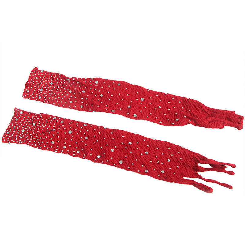 SUBBLIME - 952181 BODYSTOCKING DE RED CON GUANTES Y DIAMANTES ROJO TALLA ÚNICA
